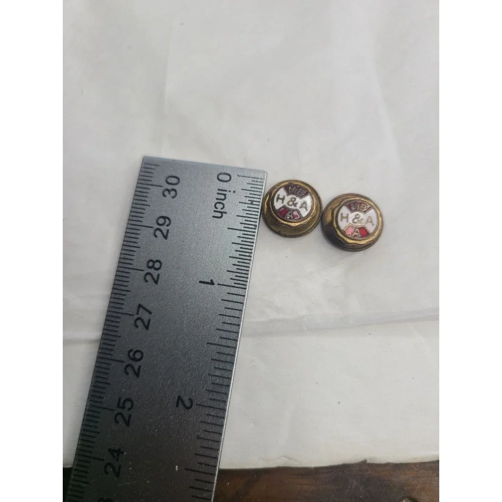 Vintage H&A Brass MB A Enamel Shirt Studs Collectible